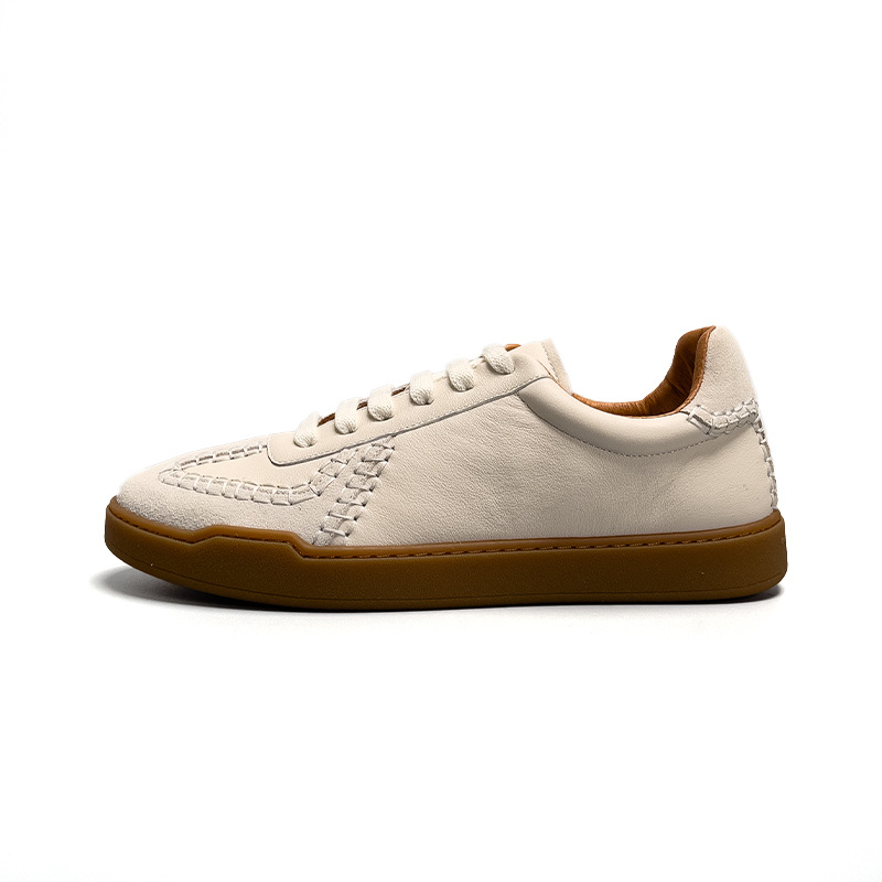 Baseball Low-cut Genuine Leather Sneakers Men's White Shoes foto 2