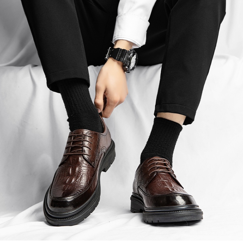Genuine Leather Crocodile Pattern Men's Shoes Winter High-grade Leather Shoes foto 4