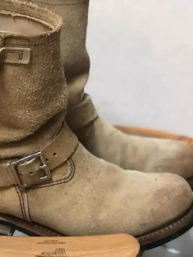 Retro Distressed Leather-buckle Short-shaft Engineer Boots foto 2