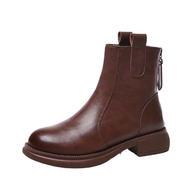 Women's Flat-Heeled Fleece-Lined Ankle Boots With Zippers foto 2