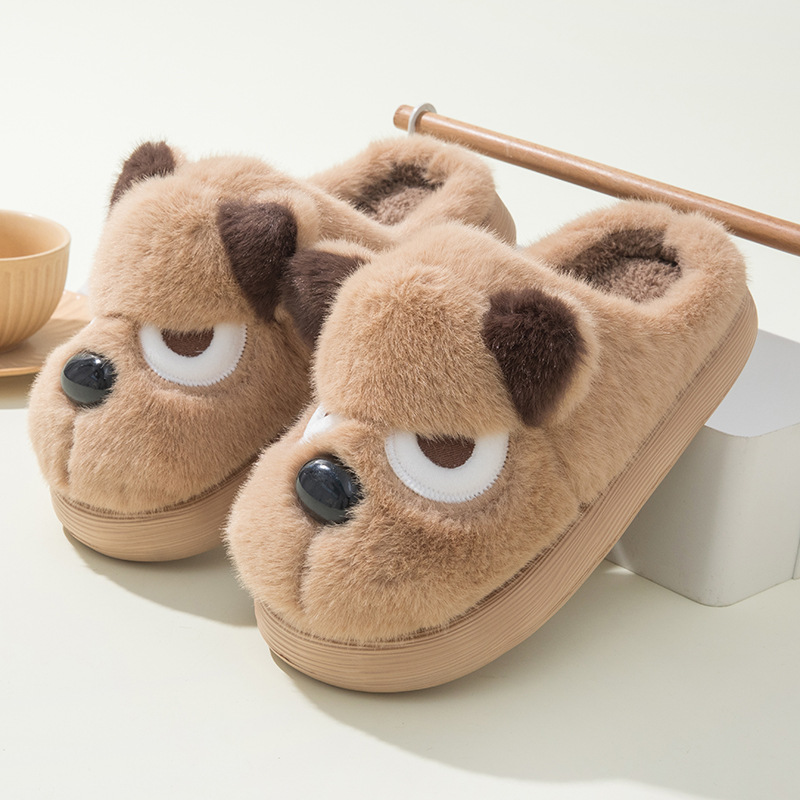 Warm And Cute Puppy Platform Non Slip Cotton Slippers foto 3