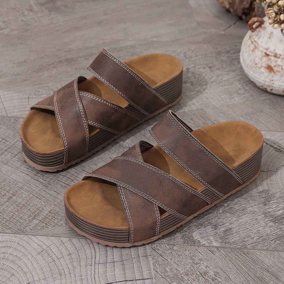 Retro Casual Flat-heeled Beach Slippers foto 5