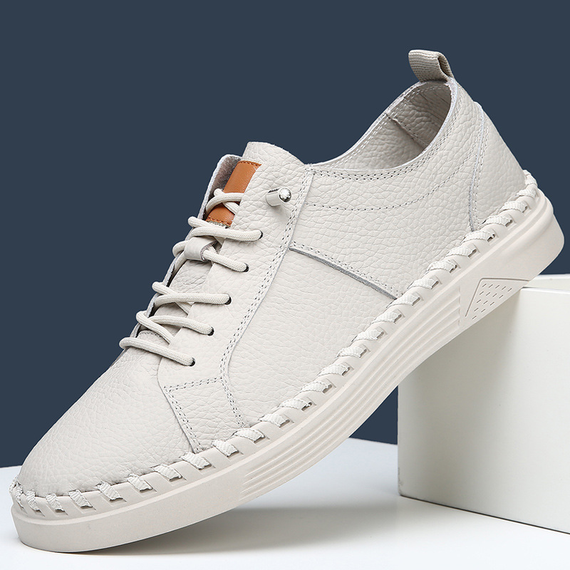 First Layer Soft Cowhide Men's Sneakers Breathable Sweat Absorbing