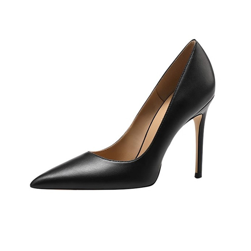 French Pointed High Heel Shoes Black Work Temperament Wide Feet foto 2