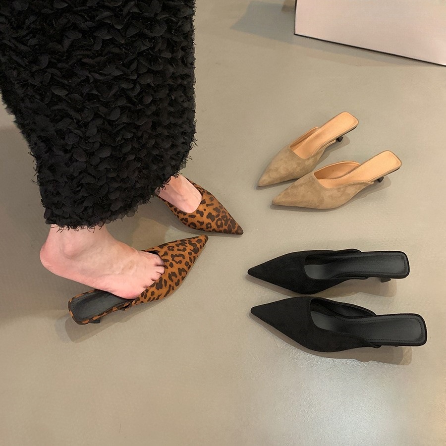 Women's Fashionable Elegant Pointed-Toe Half-Slide High Heels foto 5