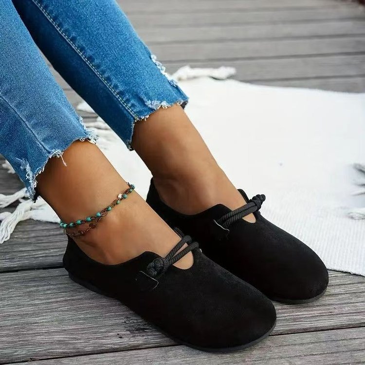 Ultra-soft Sweet Suede Round-toe Flat Lace-up Womens Shoes foto 2