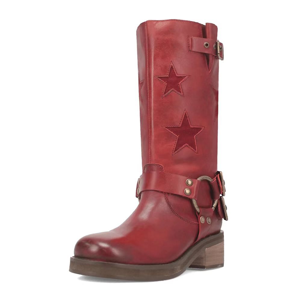 Stitched Belt Buckle Low-heeled Ankle Boots foto 3