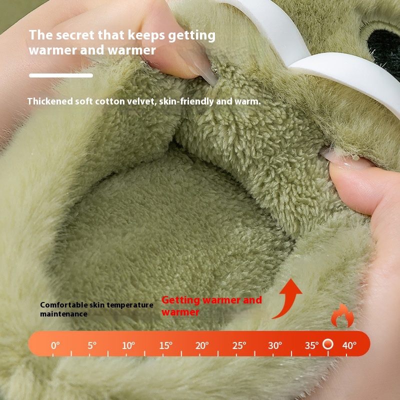 Female Warm Indoor Cartoon Big Eye Dog Cotton Slippers foto 5