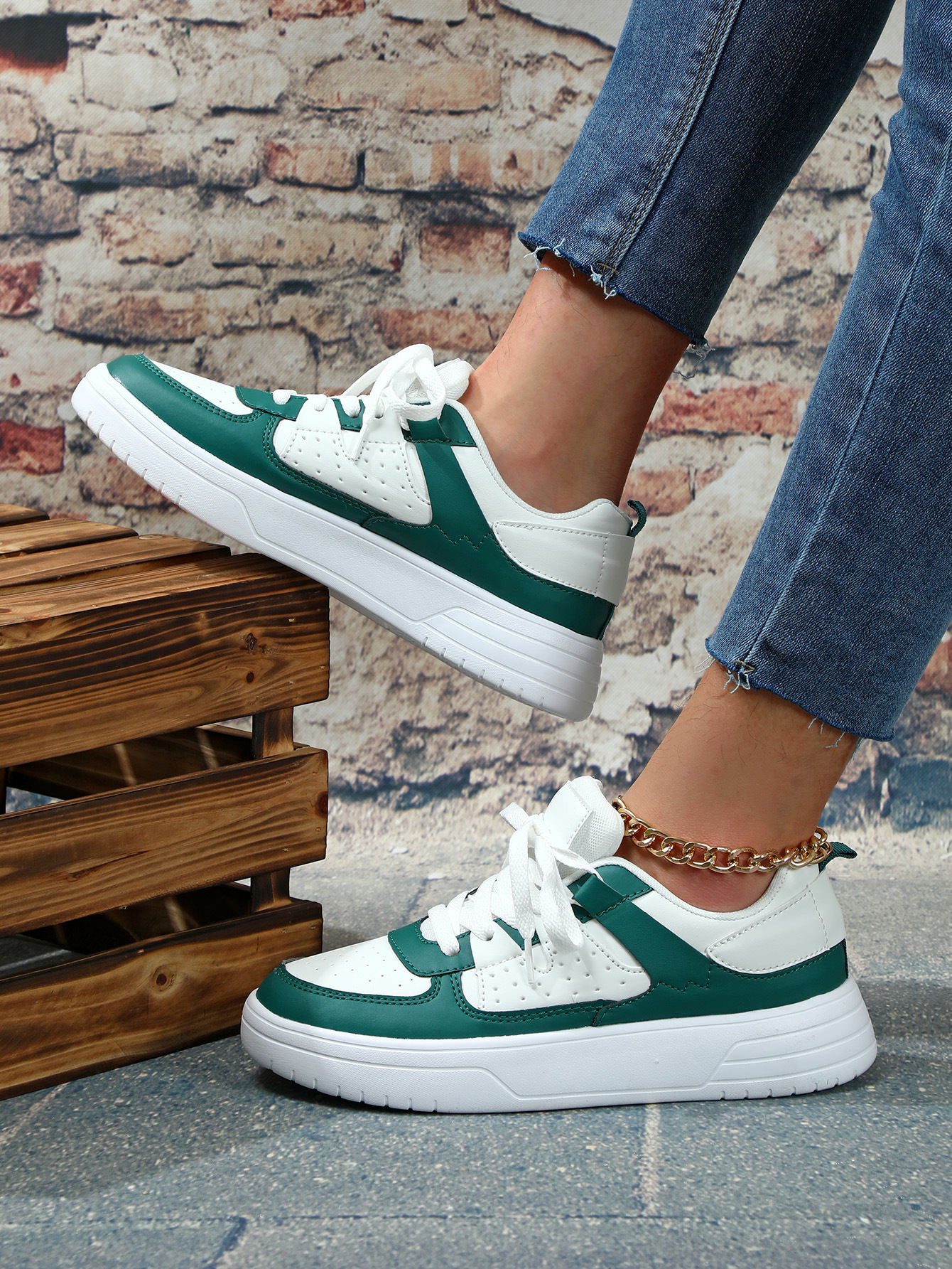 Ins European And American Fashion Platform Couple's Soft Bottom Comfortable Board Shoes Can Be Tie Up foto 2