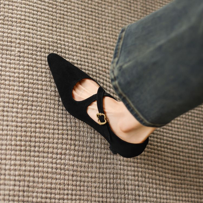 Womens Elegant Mid-heel Stiletto-pointed-toe Low-cut Mary Jane Shoes foto 4
