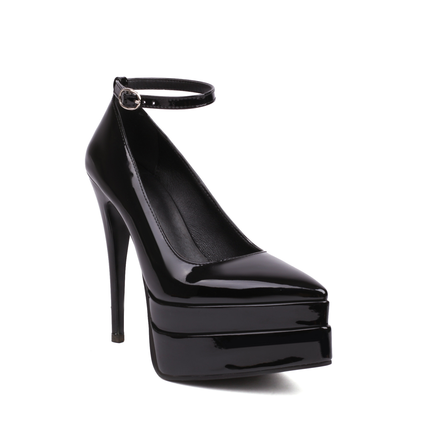 Womens Casual Low-heeled Pointed-toe Pumps With Ankle Strap