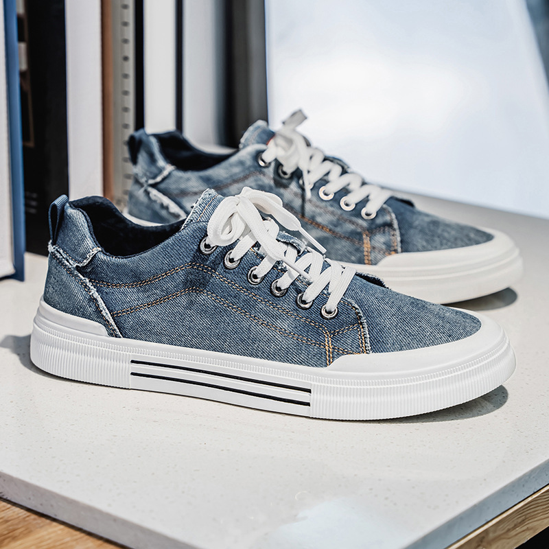 Men's Korean-style Fashion Plus Size Low-top Casual Denim All-matching Sneakers foto 4