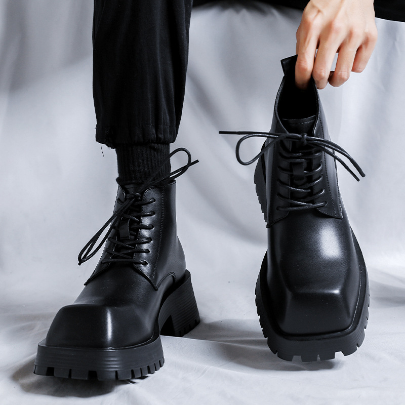 Men's British-style Thick-Soled Formal Shoes Rhino-Horn Derby Style foto 5