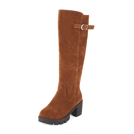 Womens Plus-Size Chunky Heel High-Top Boots For FallWinter foto 3