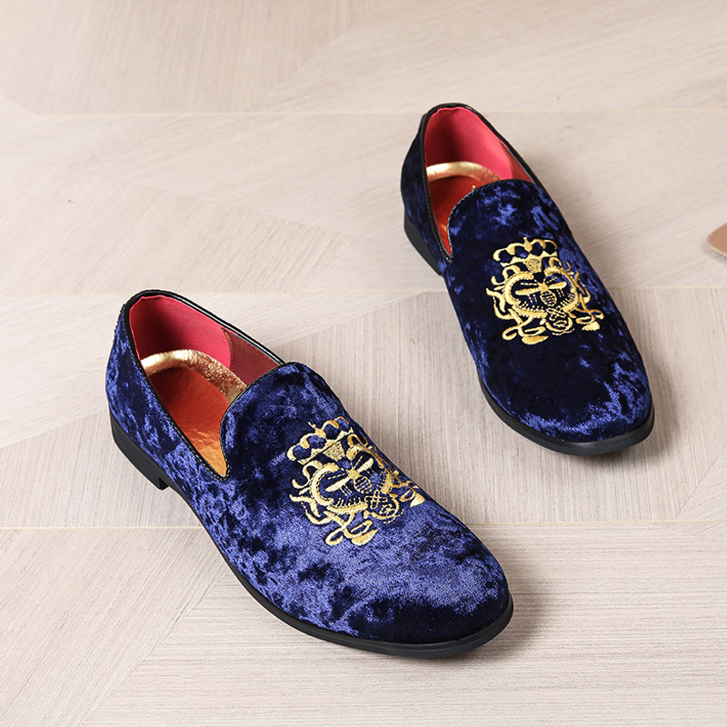 Mens Embroidered Shoes Slip-on Loafers Summer Style