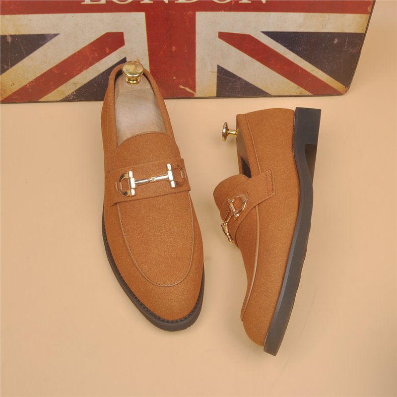 Leather Shoes Men's Casual Suede Shoes Fashion Korean Style Pointed Toe foto 4