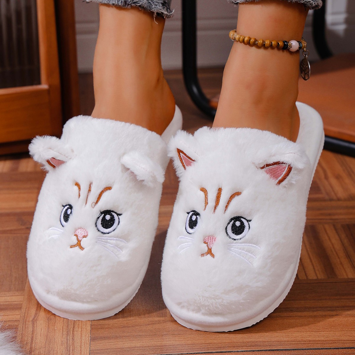 Christmas Plush Closed Toe Open Toe Cotton Slippers foto 4