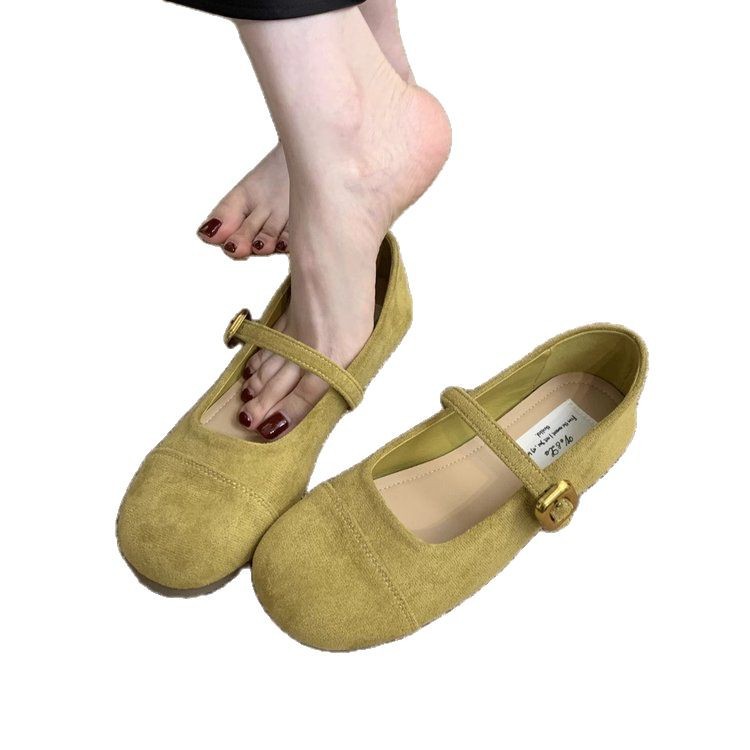 Low-cut French Vintage Suede Mary Jane Shoes Flat Shoes foto 5