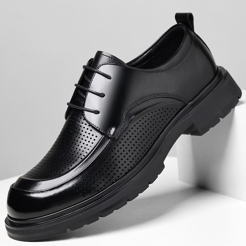 Hollow Leather Shoes Men's Plus Size Low-top Business foto 3