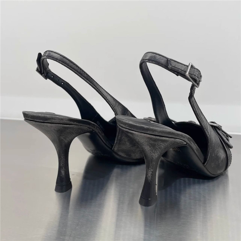 Womens Retro Pointed-Toe Ankle-Strap High Heel Sandals foto 5