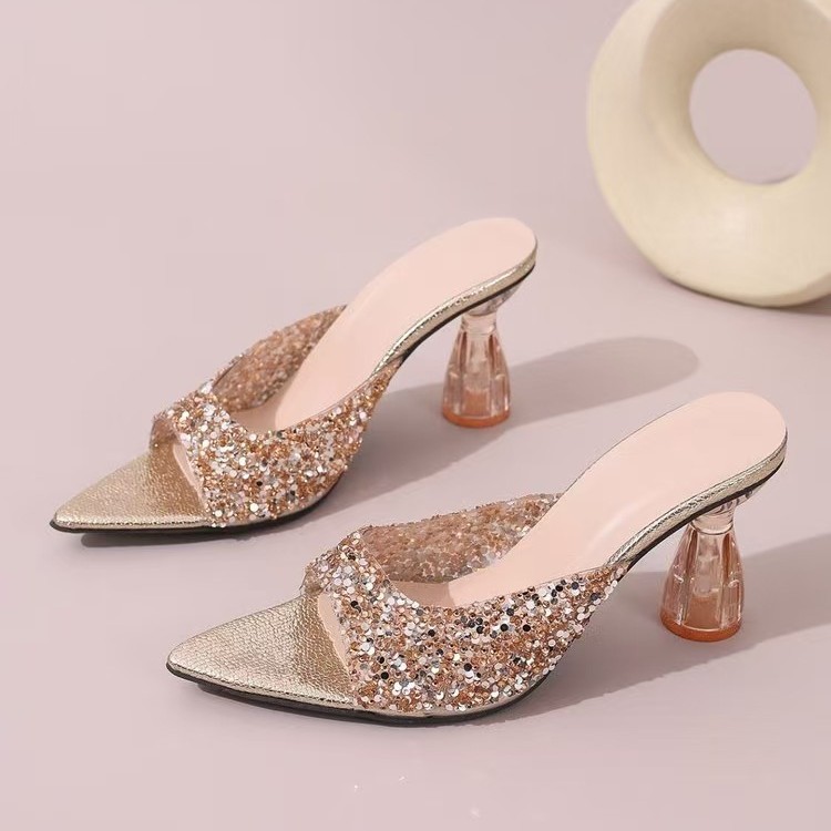 Galaxy Star Silver Rhinestone Crystal Heel Sandals foto 4