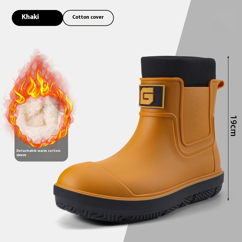 Men's Short Fashion Non-slip Waterproof Shoes Fleece-lined Platform foto 5