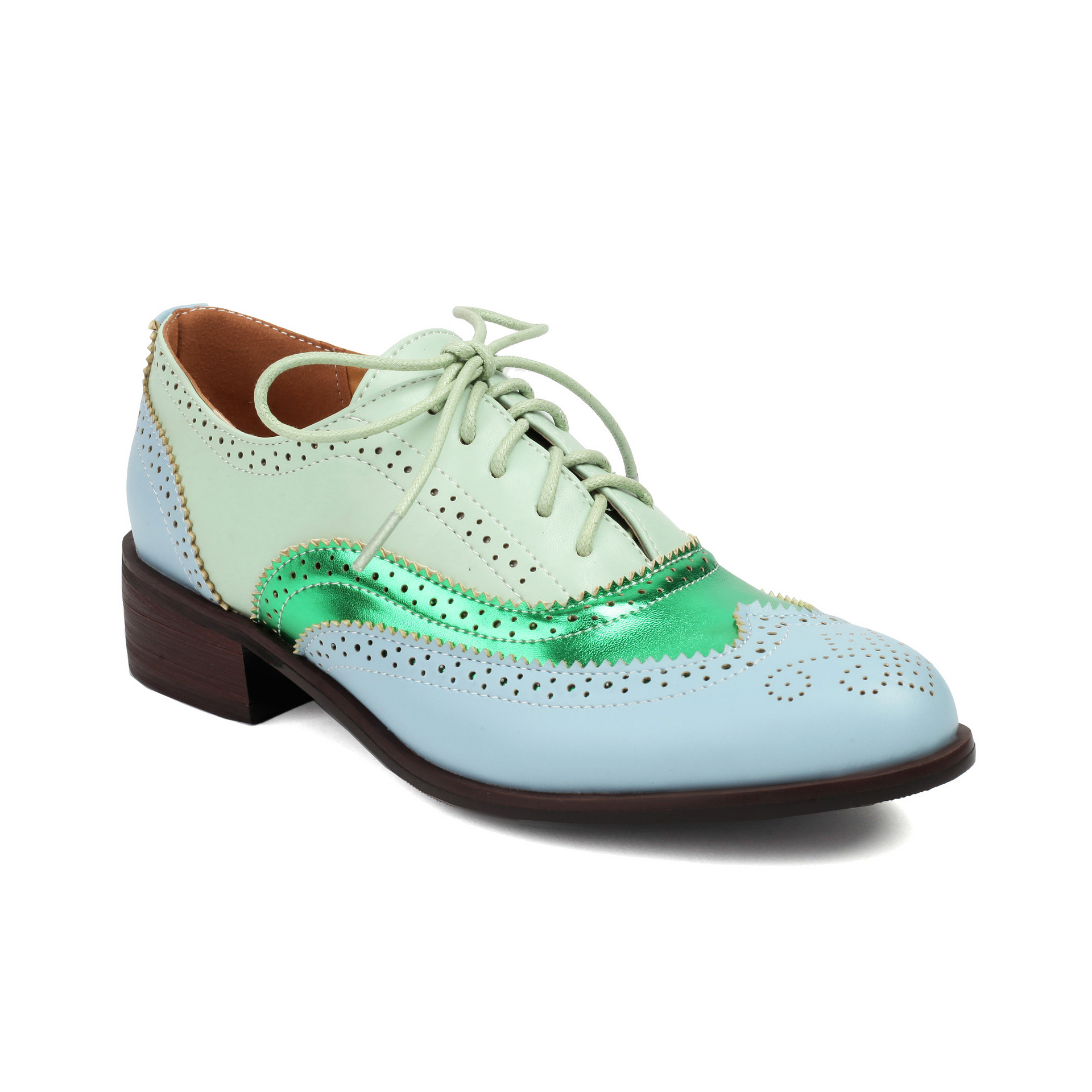 Retro British Contrasting Color Brogue High-cut Lace-up Shoes foto 3