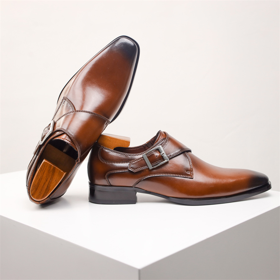 Square Toe Men's Shoes Business Formal Wear Leather Shoes Men's British Style foto 4