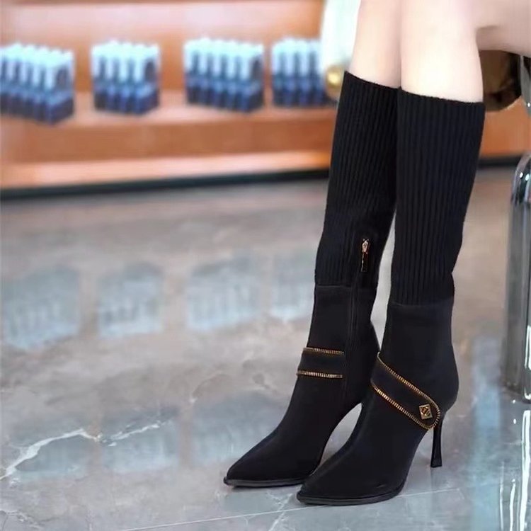 Stylish Stretchy Knit High-heeled Slim Boots With A Thin Heel For Women foto 5