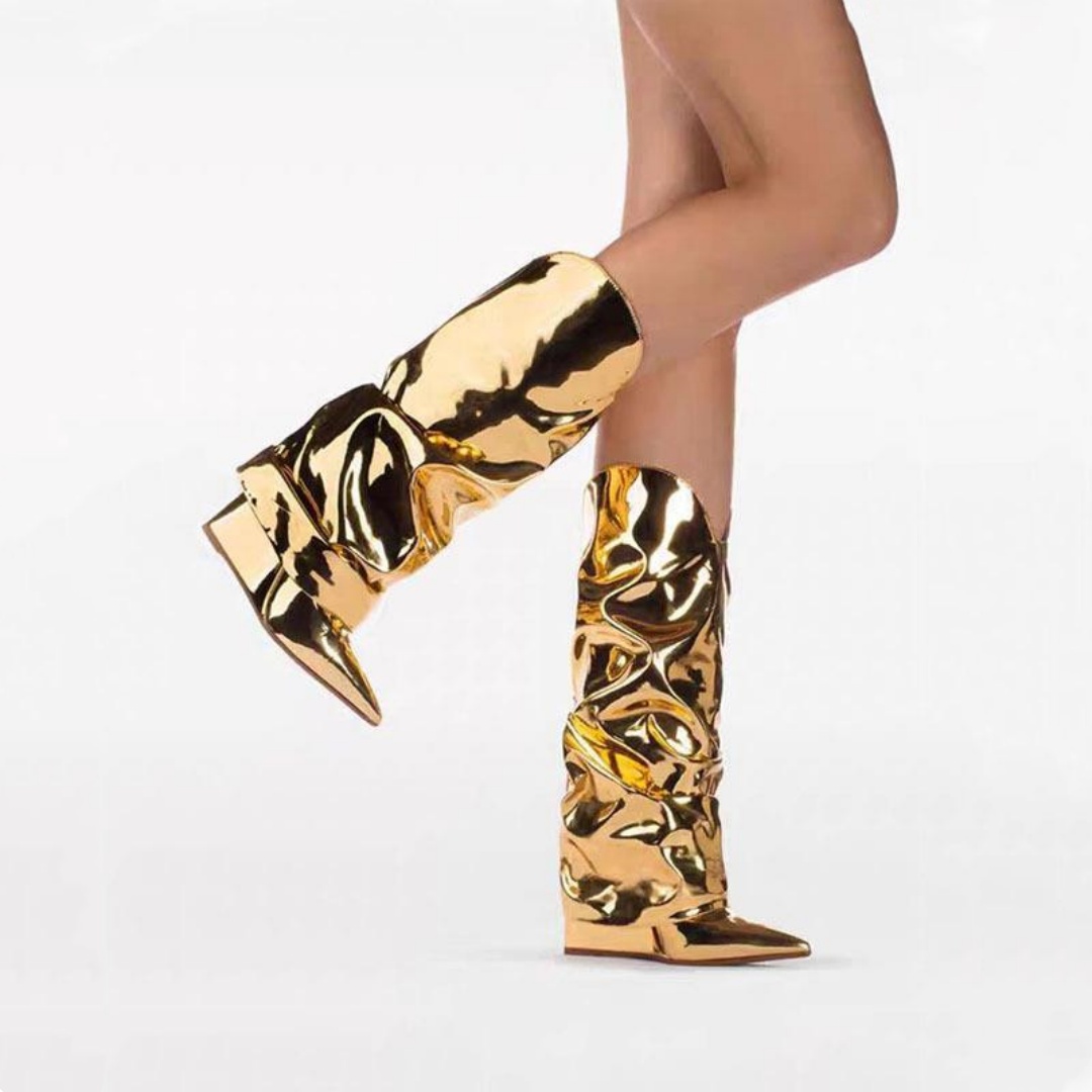 New Bright Noodle Wedge Wrinkle Boots foto 4