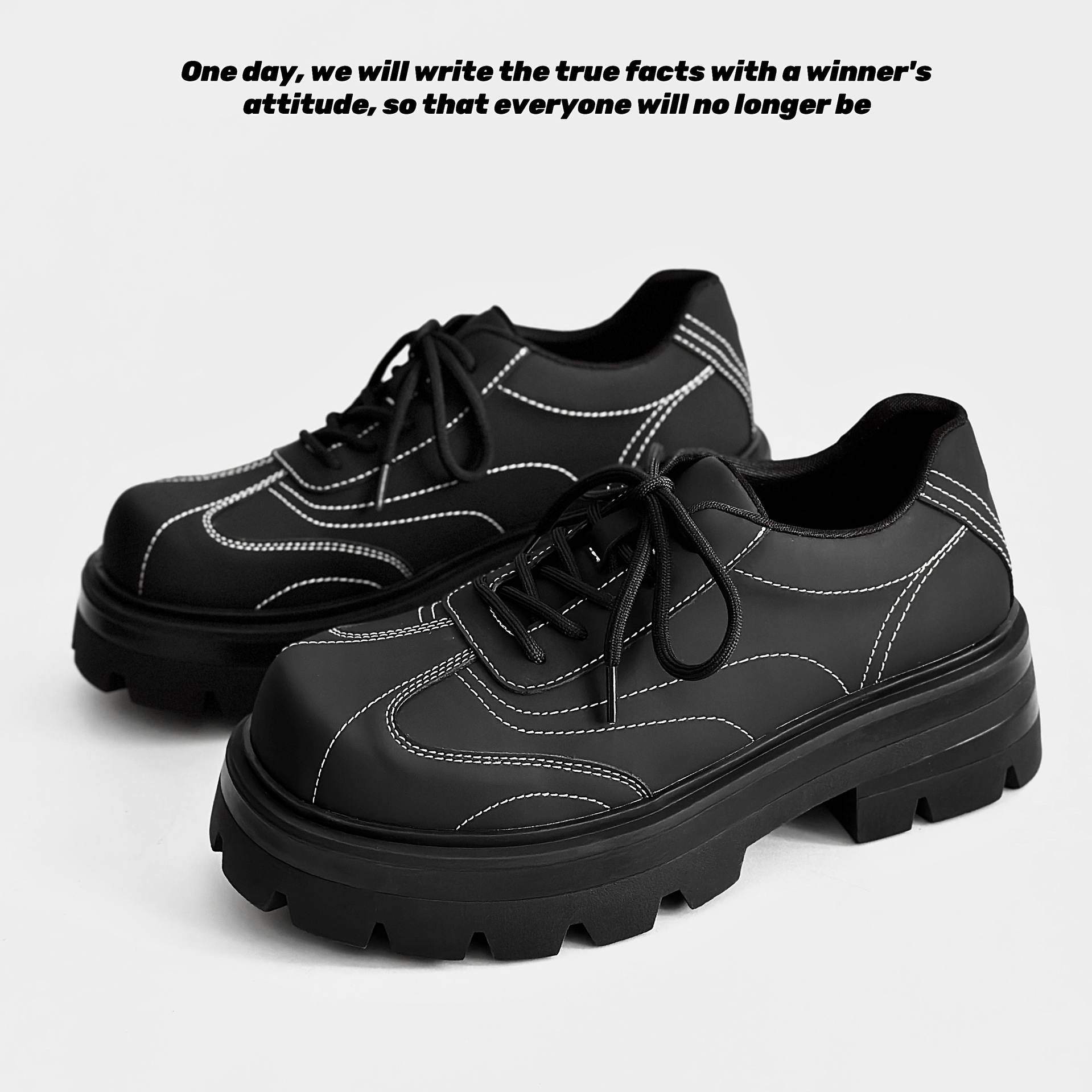 Thick-soled Matte British Commuter Leather Shoes foto 5