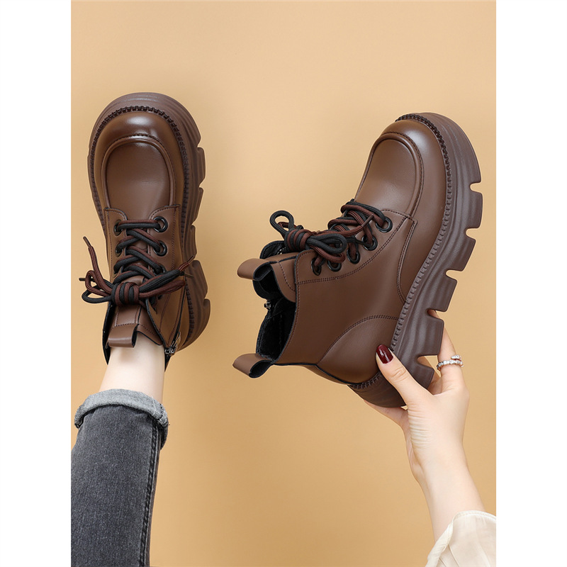 Womens Wool-lined Waterproof Thickened Leather Boots foto 3