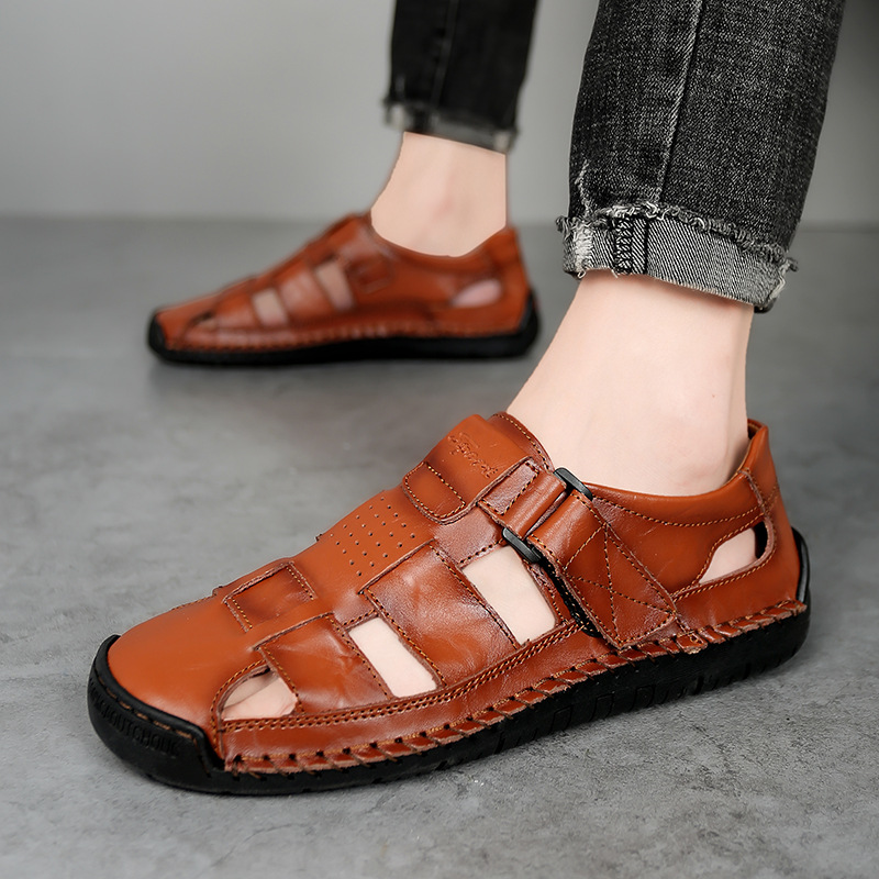 Handmade Stitching Leather Casual Beach Men's Sandals foto 4