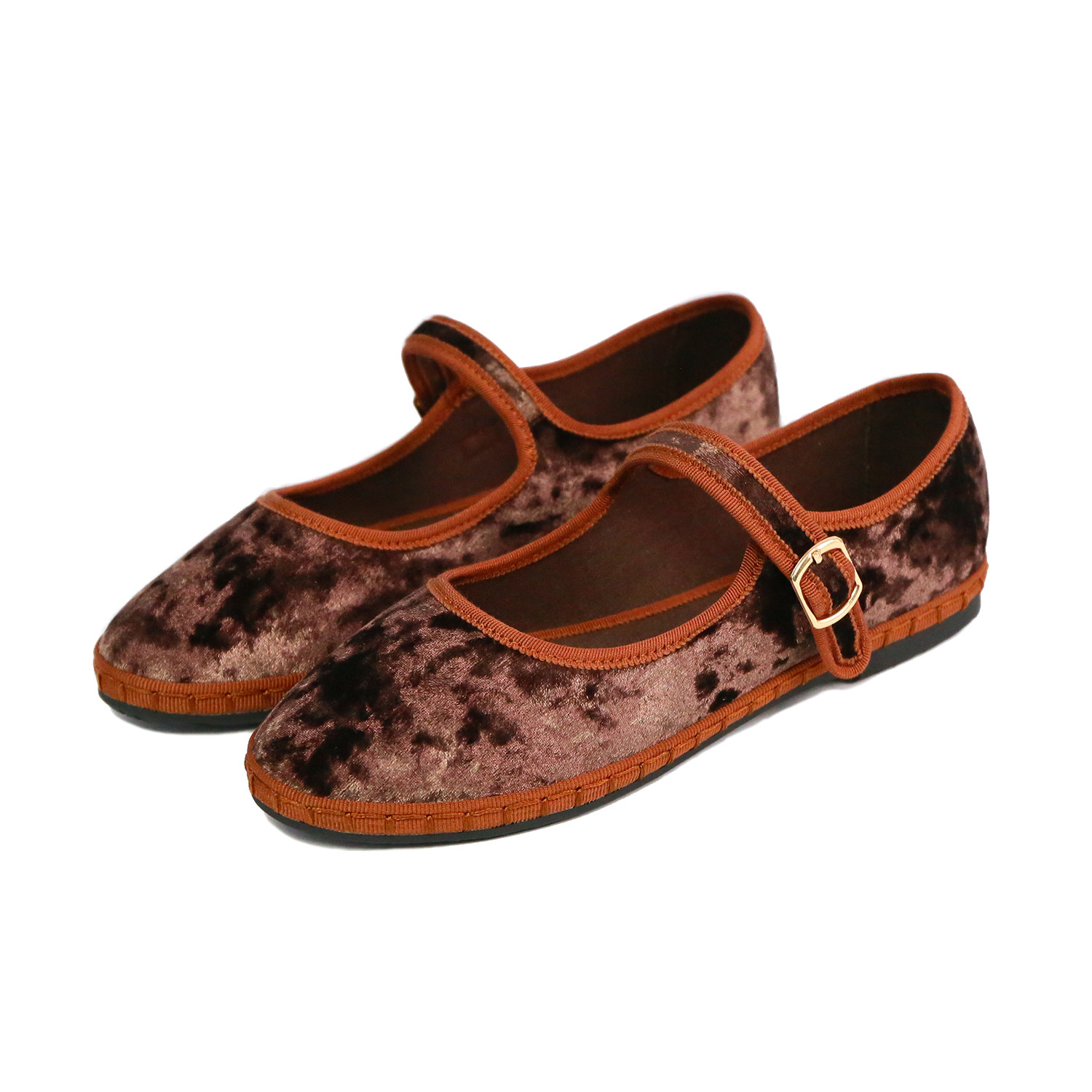 Retro Velvet Strap Mary Jane Shoes For Women foto 3