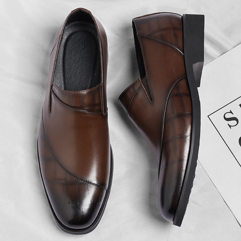 Men's Slip-on Casual Leather Shoes Low-top Business Formal Wear