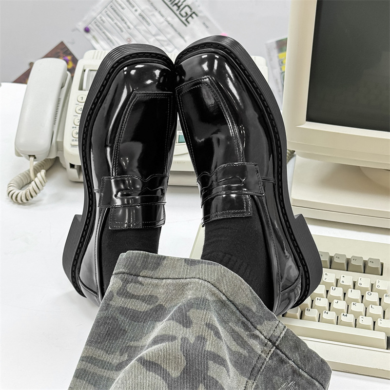 Hong Kong Style Thick-soled British Style Leather Shoes Spring And Autumn Single-layer Shoes foto 3
