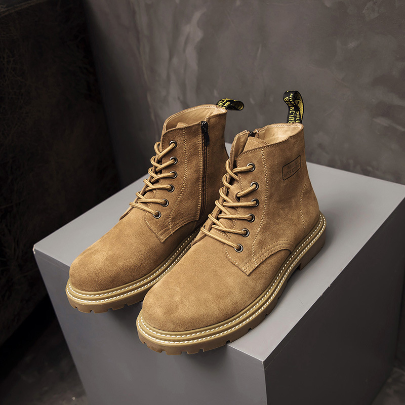 Hidden Heel Platform Retro Men's Leather Boots foto 3
