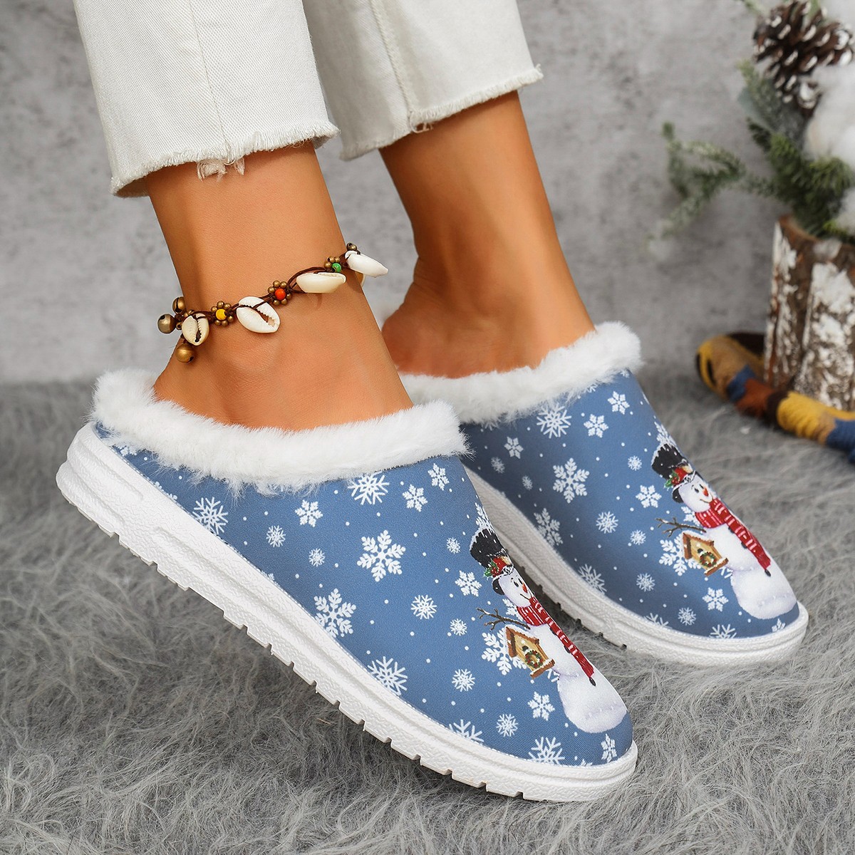 Womens Cozy, Thick-soled Cotton Slippers For Christmas foto 2