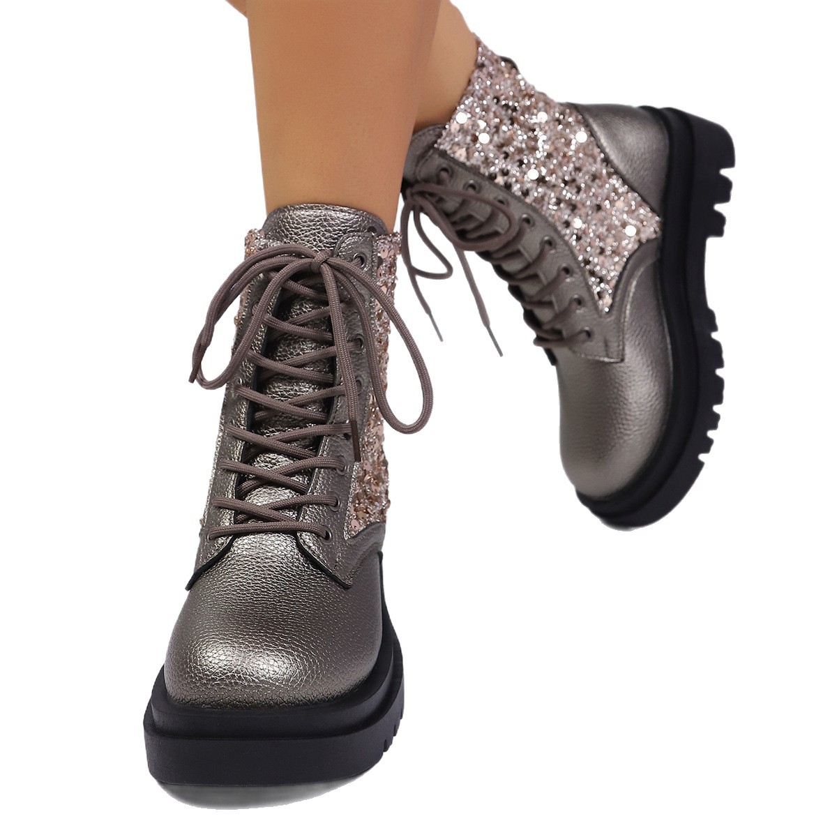 Leather Martin Boots Round Head Thick Bottom foto 5