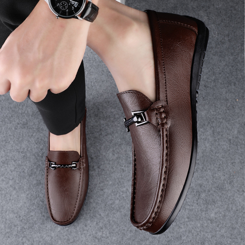 Men's One Pedal Genuine Leather High-grade Soft Soled Flats Casual foto 2