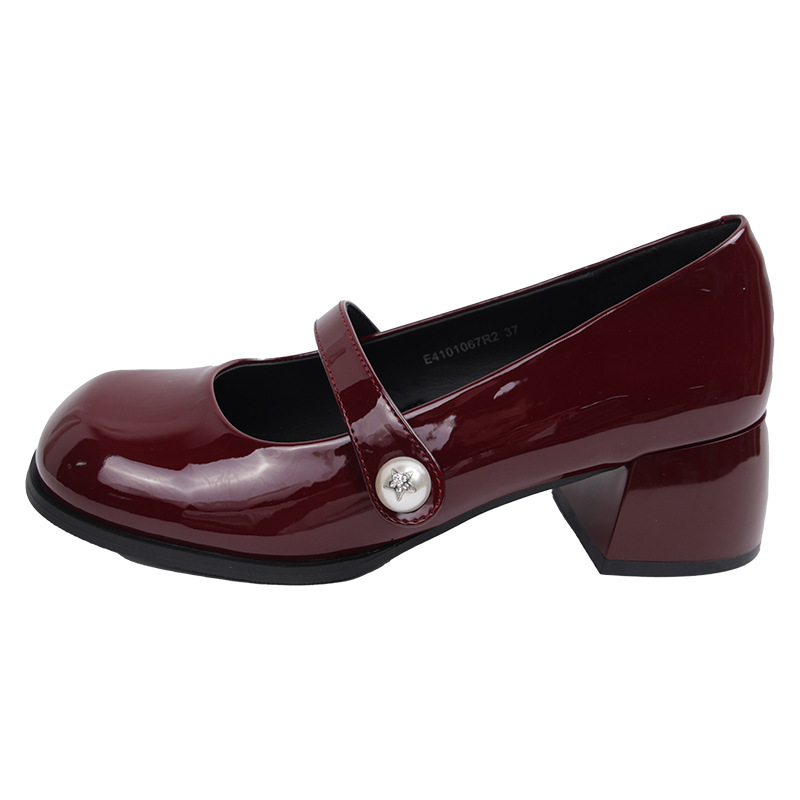 Small Leather Shoes For Women Retro Chunky Heel Mary Jane Shoes foto 5