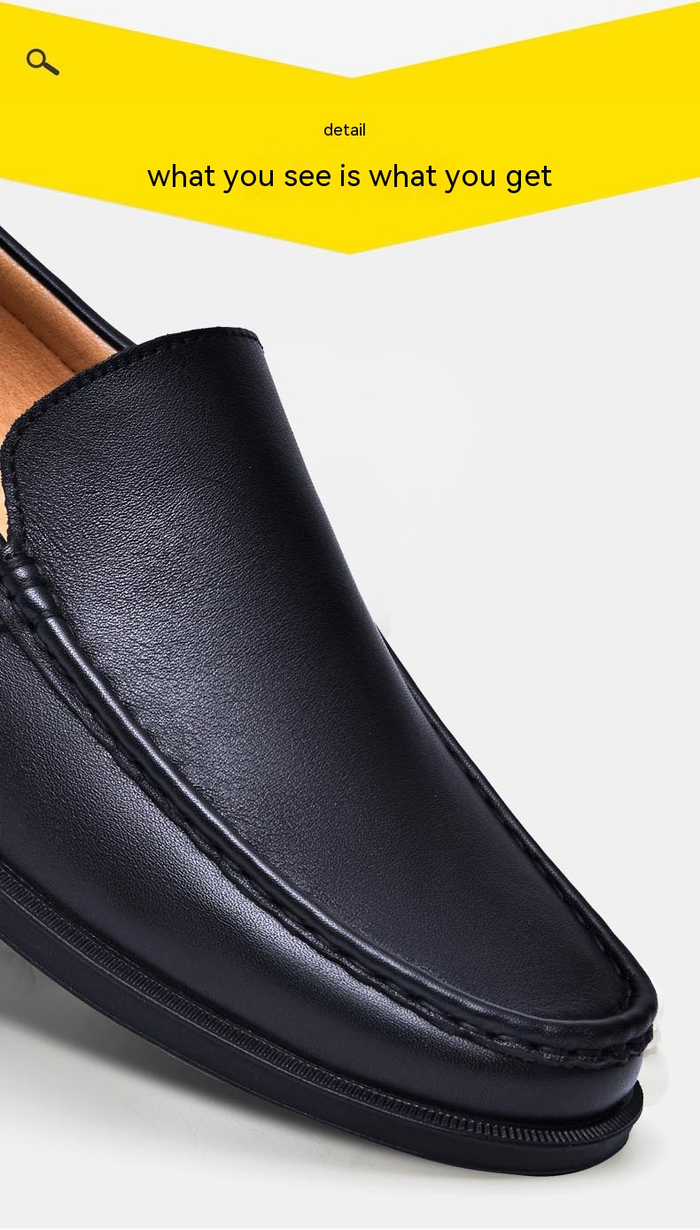 Cowhide Loafers Men's British Business Dress Slip-on Hollowed-out Breathable Leather Shoes foto 2