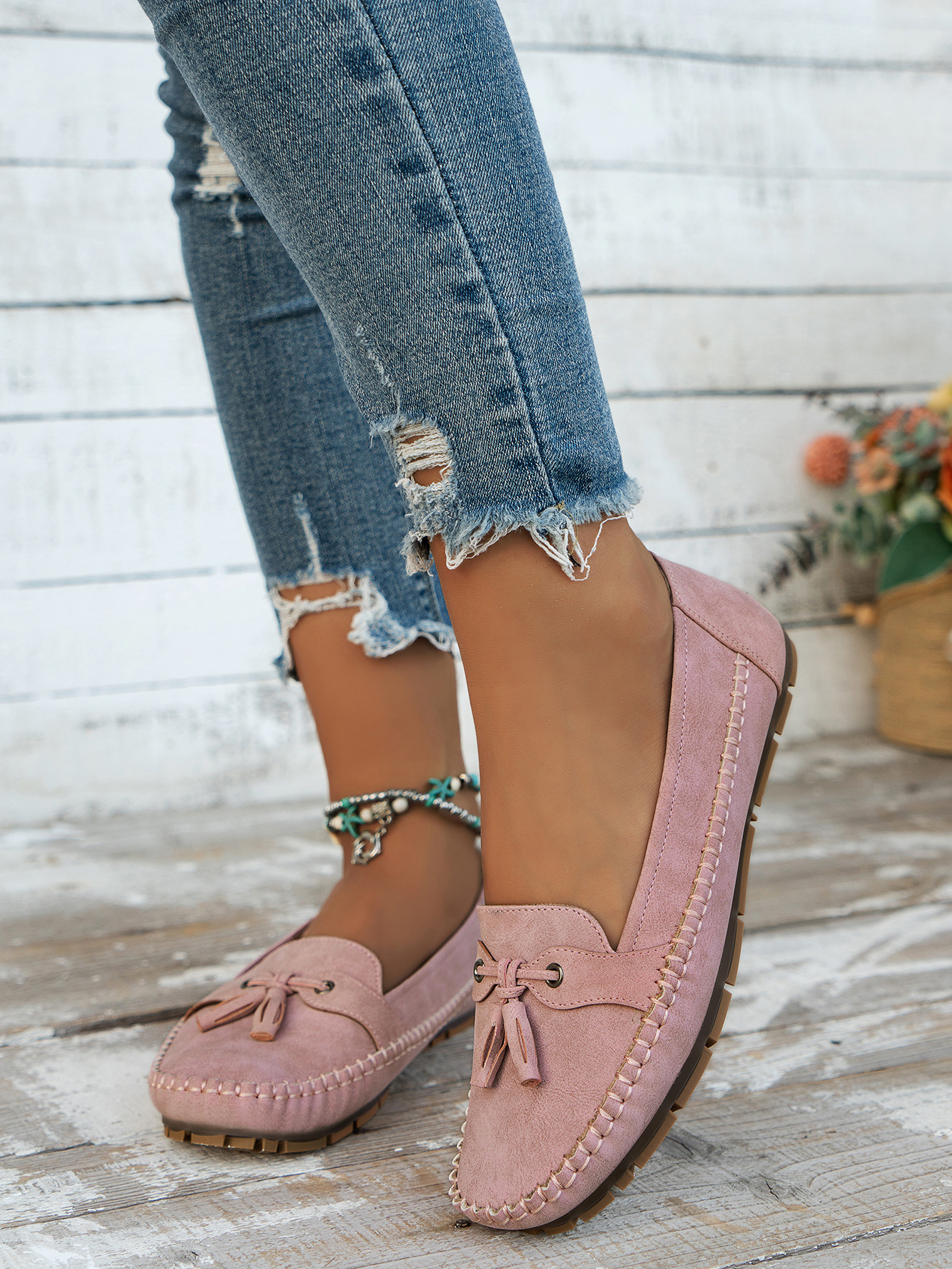 Women's Pure Color All-matching Bow Simple Flat Shoes foto 2