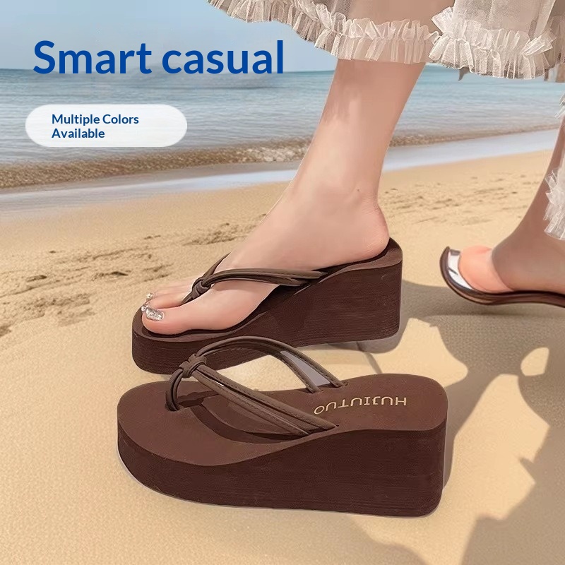 Girly Wedge-heeled Platform All-match Waterproof Flip-flops