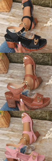 Chunky-heel Large-size High-heeled Sandals For Women Casual And Comfortable