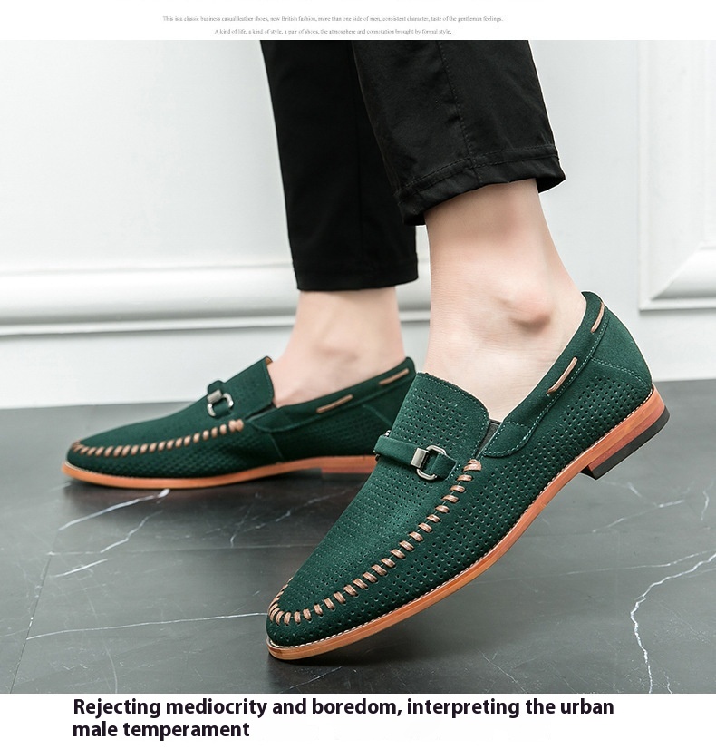 Punching Breathable Slip On Leather Shoes British foto 4