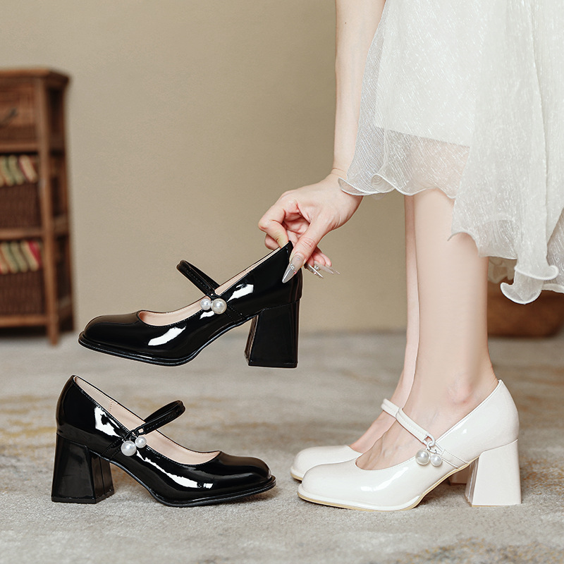 Mary Jane Shoes Women's Round Head Chunky Heel Plus Size High Heels foto 4