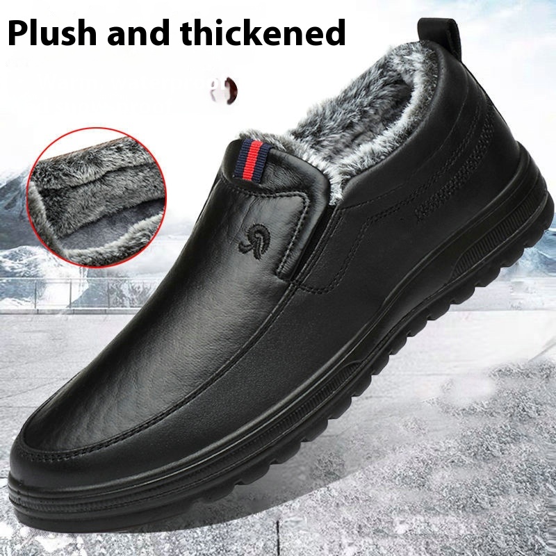 Fleece-lined Thick Waterproof Leather Cotton Shoes foto 3