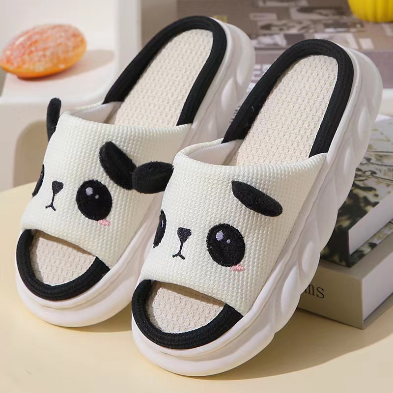Linen Slippers Cute Panda Cotton And Linen Four Seasons foto 3