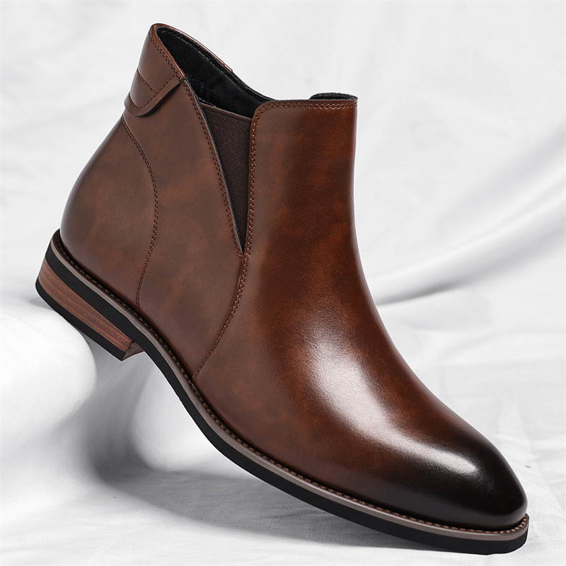 Mens Retro High-Top Formal Short Leather Boots foto 2
